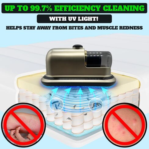 MHM Cordless Mattress Vacuum Cleaner - Bed Vacuum for Deep Cleaning - Vacuum Cleaner for Mattress Vacuum Bed Vacuum Cleaner (Golden) in Saudi Arabia