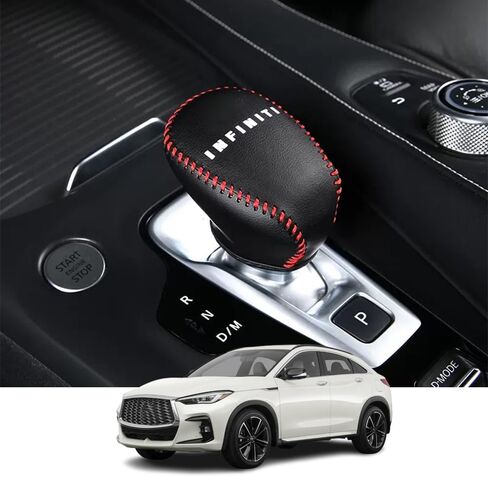 ملحقات داخلية مخصصة من Kakash لسيارة Infiniti QX50 2019 2020 2021 2022 2023 2024 QX55 من الجلد غطاء مقبض ناقل الحركة الأوتوماتيكي، أحذية نقل الحركة غمد جلدي (غرز سوداء) in Saudi Arabia