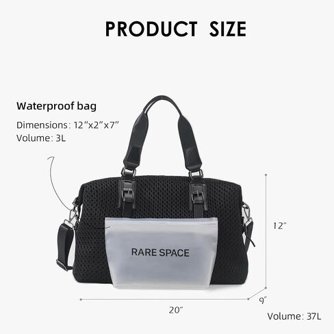 Travel Duffle Bag Weekender Bag with Waterproof Pouch Carry on Overnight Bag with luggage sleeve for travel,black in Saudi Arabia