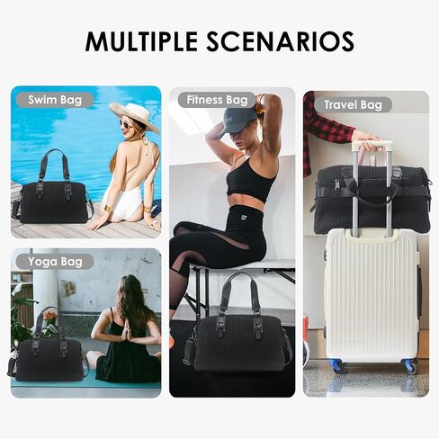 Travel Duffle Bag Weekender Bag with Waterproof Pouch Carry on Overnight Bag with luggage sleeve for travel,black in Saudi Arabia