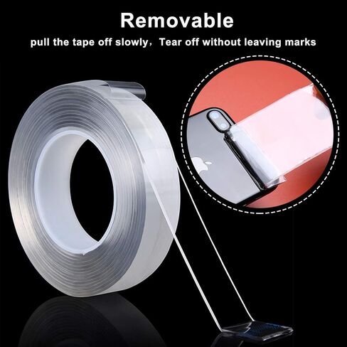 MEMX Nano Double Sided Tape Heavy Duty, 16.4FT Multipurpose Strong Mounting Tape, Reusable Removable Washable Traceless Gel Grip Adhesive for Carpet, Poster Sticky Wall, Home, Office Decor. in Saudi Arabia