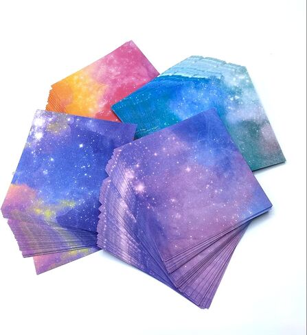 Origami Kit, 400 Sheets Double-Sided Galaxy Pattern Origami Paper with 100 Sheets of Each Galaxy pattern, DIY Crafts for Kids, School Projects, Decoration (3.75"x3.75"), and note writting in Saudi Arabia