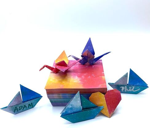 Origami Kit, 400 Sheets Double-Sided Galaxy Pattern Origami Paper with 100 Sheets of Each Galaxy pattern, DIY Crafts for Kids, School Projects, Decoration (3.75"x3.75"), and note writting in Saudi Arabia