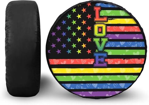 chaqlin American Eagle Flag Spare Tire Cover Waterproof UV Sun Wheel Covers Fit for Trailer, RV, SUV 14-19 Inch for Diameter 60-89cm in Saudi Arabia