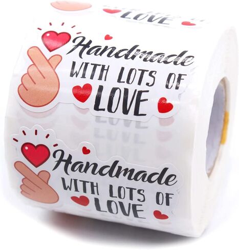 Cute Hand Made with Love Stickers,Funny Handmade with Lots of Love Business Stickers,Handmade Stickers,Handmade Package Stickers,Mail Envelopes Stickers for Small Business 500 PCS in Kuwait