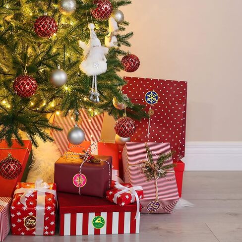 360 Pieces Merry Christmas Stickers, 2 inch Gold Color Snowflake Stickers Tags Joy Deer Adhesive Labels Xmas Cards Gift Envelopes Seals Boxes Decorative Stickers for Christmas Holidays Party Supplies in Saudi Arabia