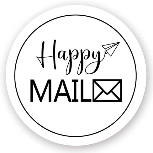 ملصقات Happy Mail مقاس 1.5 بوصة، ملصقات التعبئة، ملصقات ختم المغلف للشركات الصغيرة، 500 قطعة/لفة in Saudi Arabia