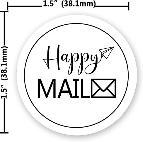 ملصقات Happy Mail مقاس 1.5 بوصة، ملصقات التعبئة، ملصقات ختم المغلف للشركات الصغيرة، 500 قطعة/لفة in Saudi Arabia