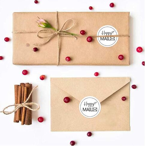 ملصقات Happy Mail مقاس 1.5 بوصة، ملصقات التعبئة، ملصقات ختم المغلف للشركات الصغيرة، 500 قطعة/لفة in Saudi Arabia