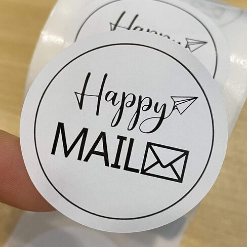 ملصقات Happy Mail مقاس 1.5 بوصة، ملصقات التعبئة، ملصقات ختم المغلف للشركات الصغيرة، 500 قطعة/لفة in Saudi Arabia