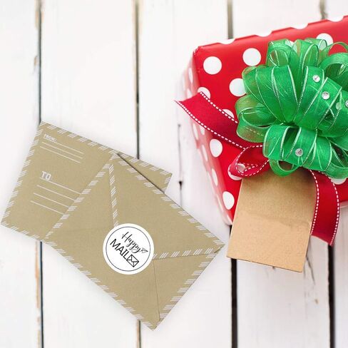 ملصقات Happy Mail مقاس 1.5 بوصة، ملصقات التعبئة، ملصقات ختم المغلف للشركات الصغيرة، 500 قطعة/لفة in Saudi Arabia