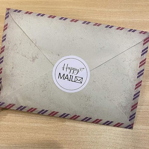 ملصقات Happy Mail مقاس 1.5 بوصة، ملصقات التعبئة، ملصقات ختم المغلف للشركات الصغيرة، 500 قطعة/لفة in Saudi Arabia