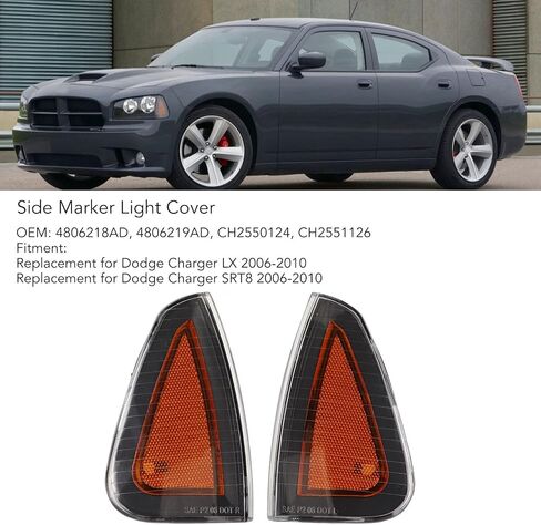 KIMISS Side Marker Light Assembly, 2 Pcs Front Turn Signal Light Cover 4806218AD Side Marker Replacement for Dodge LX SRT8 2006‑2010(Yellow) in Saudi Arabia
