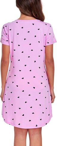 قميص نوم نسائي من EISHOPEER قميص نوم لطيف بأكمام قصيرة قميص نوم ناعم، تي شيرت نوم، أرجواني L in Kuwait