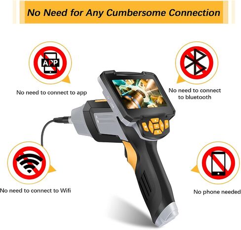 Borescope Inspection Camera, Upgraded 1080P HD Detachable & Waterproof Endoscope Camera Snake Camera with 4.3inch LCD Screen, 6 Bright LED Lights, 16.5FT Cable, for Car/Sewer/Drain/Home (Yellow) in Saudi Arabia