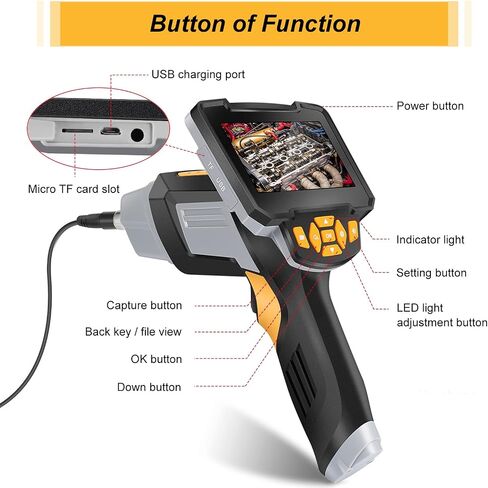 Borescope Inspection Camera, Upgraded 1080P HD Detachable & Waterproof Endoscope Camera Snake Camera with 4.3inch LCD Screen, 6 Bright LED Lights, 16.5FT Cable, for Car/Sewer/Drain/Home (Yellow) in Saudi Arabia