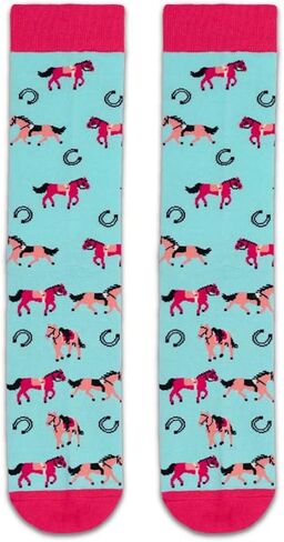 جوارب Just A Girl Who Loves Horses، جوارب الخيول، جوارب قطنية مضحكة ومبتكرة بتصميم مجنون للنساء والمراهقين، زوج واحد - هدية مضحكة لمحبي الخيول. (071) in Kuwait