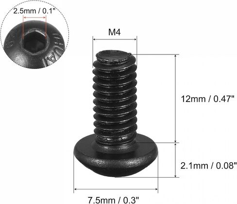 uxcell M4x12mm Hex Socket Button Head Cap Bolts Screws Alloy Steel 100pcs in Saudi Arabia
