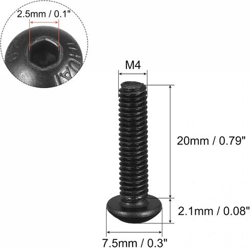uxcell M4x12mm Hex Socket Button Head Cap Bolts Screws Alloy Steel 100pcs in Saudi Arabia