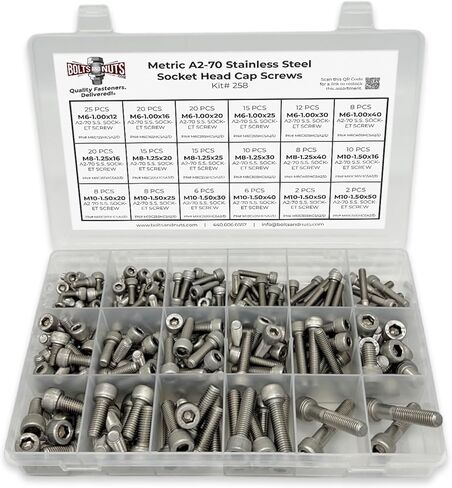 METRIC ALLEN SOCKET HEAD CAP SCREWS BOLTS A2-70 STAINLESS STEEL ASSORTMENT - 211 PCS in Saudi Arabia