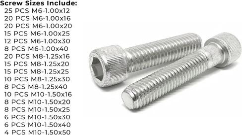 METRIC ALLEN SOCKET HEAD CAP SCREWS BOLTS A2-70 STAINLESS STEEL ASSORTMENT - 211 PCS in Saudi Arabia
