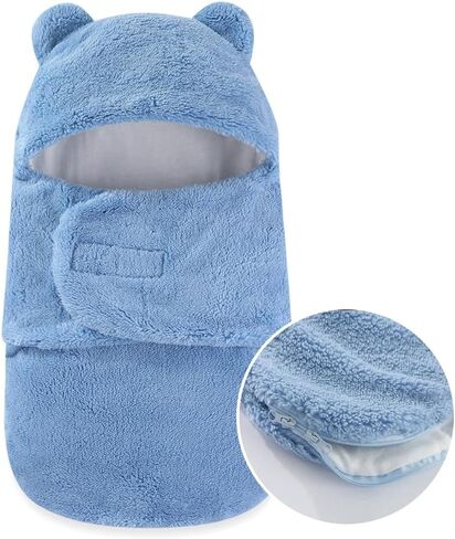 AiWMGL Baby Winter Fleece Swaddle Blanket 0-3 Months Boys Girls Warm Adjustable Newborn Swaddling Wrap Soft Plush Sleeping Sacks in Saudi Arabia