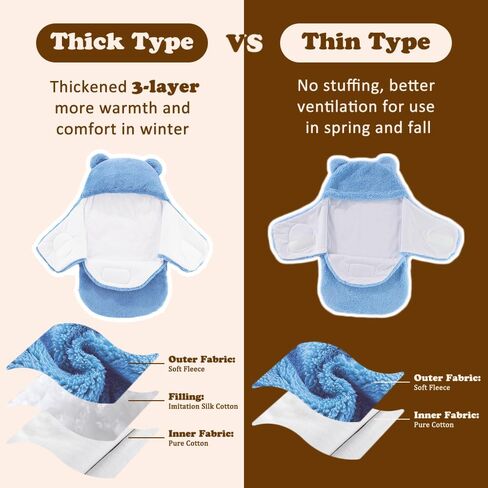 AiWMGL Baby Winter Fleece Swaddle Blanket 0-3 Months Boys Girls Warm Adjustable Newborn Swaddling Wrap Soft Plush Sleeping Sacks in Saudi Arabia