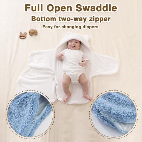 AiWMGL Baby Winter Fleece Swaddle Blanket 0-3 Months Boys Girls Warm Adjustable Newborn Swaddling Wrap Soft Plush Sleeping Sacks in Saudi Arabia