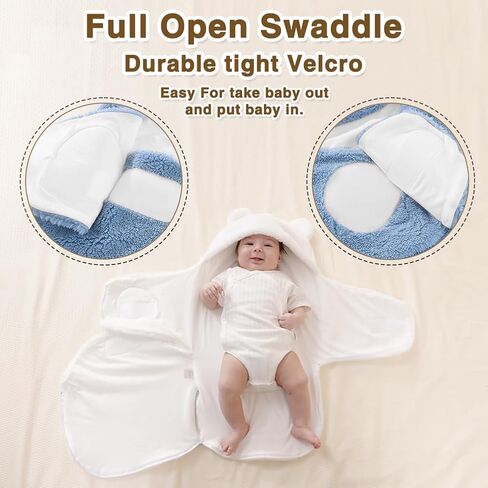 AiWMGL Baby Winter Fleece Swaddle Blanket 0-3 Months Boys Girls Warm Adjustable Newborn Swaddling Wrap Soft Plush Sleeping Sacks in Saudi Arabia