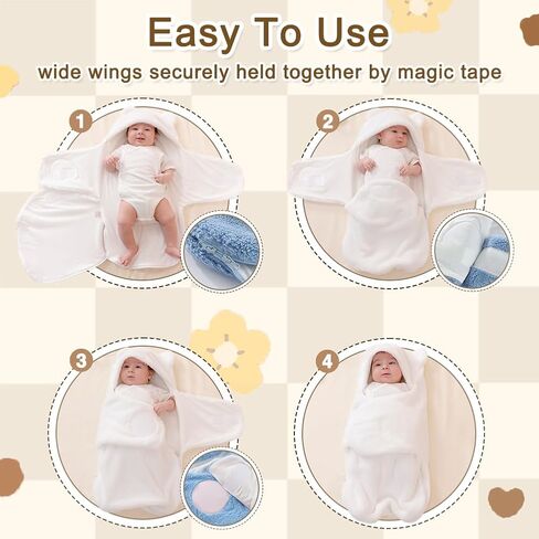 AiWMGL Baby Winter Fleece Swaddle Blanket 0-3 Months Boys Girls Warm Adjustable Newborn Swaddling Wrap Soft Plush Sleeping Sacks in Saudi Arabia
