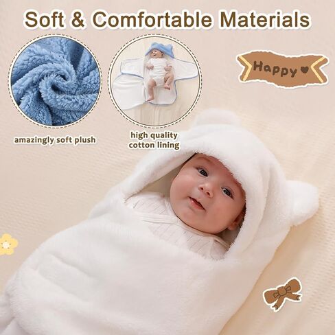 AiWMGL Baby Winter Fleece Swaddle Blanket 0-3 Months Boys Girls Warm Adjustable Newborn Swaddling Wrap Soft Plush Sleeping Sacks in Saudi Arabia