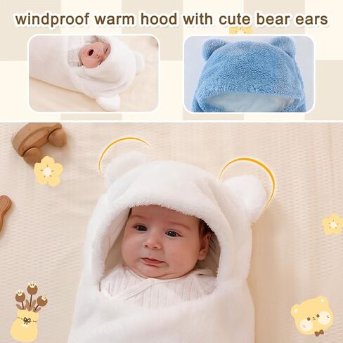 AiWMGL Baby Winter Fleece Swaddle Blanket 0-3 Months Boys Girls Warm Adjustable Newborn Swaddling Wrap Soft Plush Sleeping Sacks in Saudi Arabia