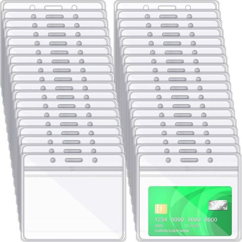 Zonon 150 Pcs ID Card Name Badge Holders Plastic Horizontal Clear Badge Sleeves Transparent PVC ID Card Holders Pouch Office Travel Waterproof(3.35 x 3.94 Inch) in Saudi Arabia