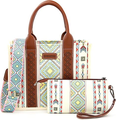 Arrow Tote Bag Purses for Women Shoulder Boho Aztec Handbags Wallet Sets-Green … in Saudi Arabia