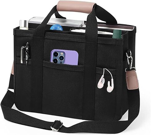Women Multi-pocket Canvas Tote Bag Large Capacity Shoulder Crossbody Handbag With Compartments in Saudi Arabia