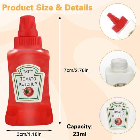 Mini Condiment Squeeze Bottles, 8 Pcs Small Ketchup Bottles Squeeze, Plastic Sauce Container Bottle Lunch Box Dressing Dispensers for Picnic Oil Soy Sauce Honey Salad Dressing 25ml/0.84oz in Saudi Arabia
