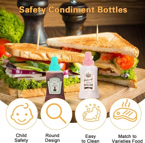 Mini Condiment Squeeze Bottles, 8 Pcs Small Ketchup Bottles Squeeze, Plastic Sauce Container Bottle Lunch Box Dressing Dispensers for Picnic Oil Soy Sauce Honey Salad Dressing 25ml/0.84oz in Saudi Arabia