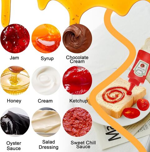 Mini Condiment Squeeze Bottles, 8 Pcs Small Ketchup Bottles Squeeze, Plastic Sauce Container Bottle Lunch Box Dressing Dispensers for Picnic Oil Soy Sauce Honey Salad Dressing 25ml/0.84oz in Saudi Arabia
