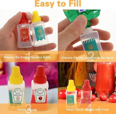 Mini Condiment Squeeze Bottles, 8 Pcs Small Ketchup Bottles Squeeze, Plastic Sauce Container Bottle Lunch Box Dressing Dispensers for Picnic Oil Soy Sauce Honey Salad Dressing 25ml/0.84oz in Saudi Arabia