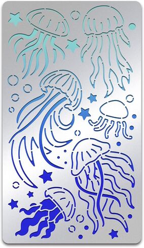 BENECREAT Jellyfish Star Stencil, Sea Animal Templates Ocean Creatures Stainless Steel Stencil for Wood Burning, Drawing, Pyrography, Engraving and Astrology, 4x7" in Saudi Arabia
