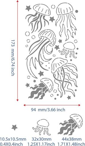 BENECREAT Jellyfish Star Stencil, Sea Animal Templates Ocean Creatures Stainless Steel Stencil for Wood Burning, Drawing, Pyrography, Engraving and Astrology, 4x7" in Saudi Arabia
