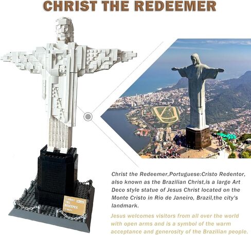 Architectural Christ The Redeemer Building Blocks Set, 973PCS Christ Redeemer Architectural Model Kit,Christ The Redeemer World Architecture Model Collection for Kids Adults (Jesus) in Saudi Arabia