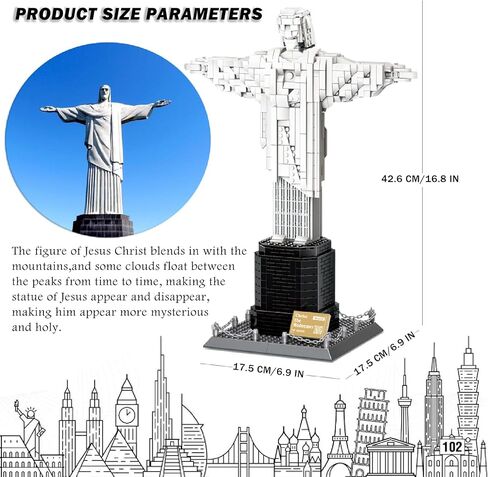 Architectural Christ The Redeemer Building Blocks Set, 973PCS Christ Redeemer Architectural Model Kit,Christ The Redeemer World Architecture Model Collection for Kids Adults (Jesus) in Saudi Arabia