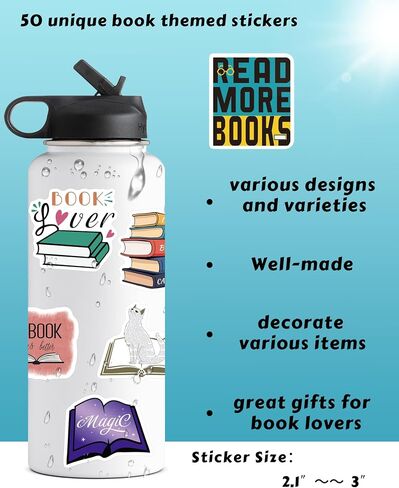 50 قطعة من ملصقات الكتب لملصقات كتب Kindle للبالغين والمراهقين، ملصقات للقراءة، ملصقات Booktok لزجاجات المياه وأجهزة الكمبيوتر المحمولة، وإكسسوارات هدايا محبي الكتب، حزمة ملصقات تحت عنوان الكتب الكبيرة in Saudi Arabia