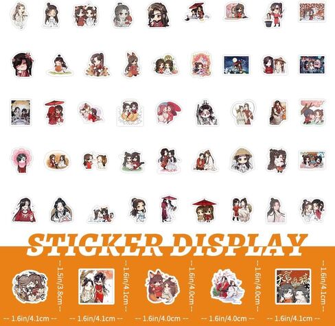 100 PCS Heaven Official's Blessing Tian Guan Ci Fu Vinyl Waterproof Sticker for Laptop Water Bottle Water Bottle Suitcase Skateboard Refrigerator Guitar Bike in Saudi Arabia