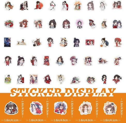100 PCS Heaven Official's Blessing Tian Guan Ci Fu Vinyl Waterproof Sticker for Laptop Water Bottle Water Bottle Suitcase Skateboard Refrigerator Guitar Bike in Saudi Arabia
