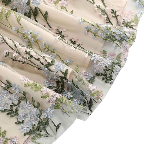 Women's Floral Embroidery Dress V Neck Mesh Vintage Cocktail Wedding Guest Gown Prom Evening Party Swing Dress in Saudi Arabia
