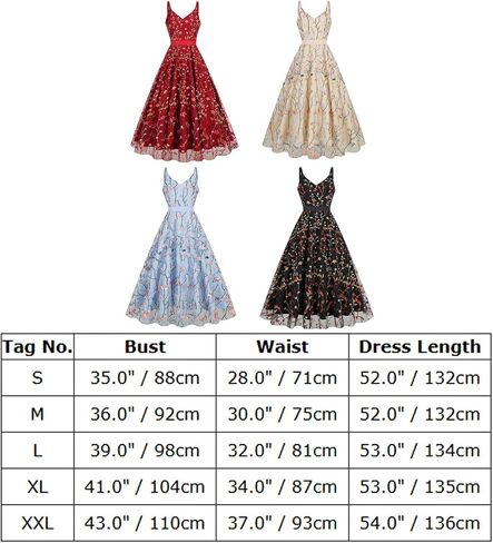 Women's Floral Embroidery Dress V Neck Mesh Vintage Cocktail Wedding Guest Gown Prom Evening Party Swing Dress in Saudi Arabia