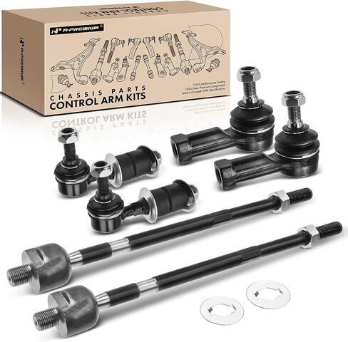 مجموعة A-Premium مكونة من 6 قطع، رابط شريط أمامي، طرف قضيب ربط خارجي داخلي، متوافق مع Mitsubishi Outlander 2003 2004 2005 2006 L4 2.4L in Saudi Arabia