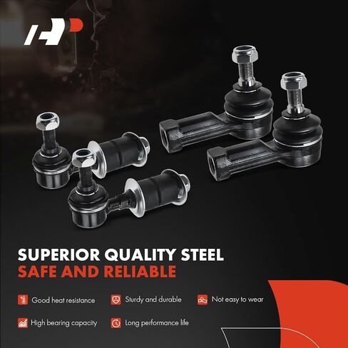 مجموعة A-Premium مكونة من 6 قطع، رابط شريط أمامي، طرف قضيب ربط خارجي داخلي، متوافق مع Mitsubishi Outlander 2003 2004 2005 2006 L4 2.4L in Saudi Arabia